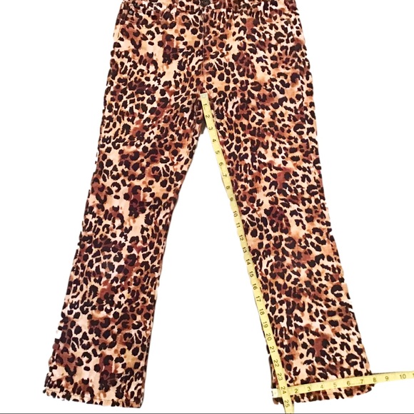 AG Jodi Crop High-Rise Slim Flare Jeans Leopard Animal Print Tan Black 27 NWOT - Picture 8 of 9
